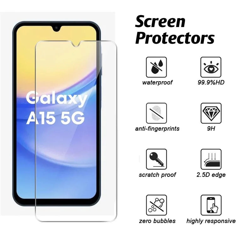 For Samsung Galaxy A35 5G TPU Case Clear Phone Cover + 2PCS 2.5D Arc Tempered Glass Film