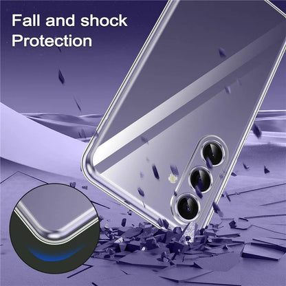 For Samsung Galaxy S24 TPU Case Transparent Phone Cover with 0.1mm Tempered Glass Film (Fingerprint Unlocking)