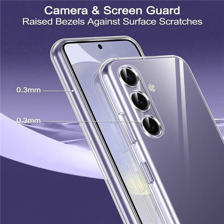 For Samsung Galaxy S24 TPU Case Transparent Phone Cover with 0.1mm Tempered Glass Film (Fingerprint Unlocking)