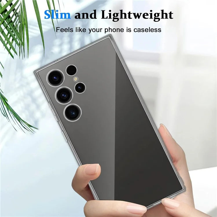 For Samsung Galaxy S24 Ultra Case Soft TPU Phone Cover with Full Glue Tempered Glass Film (Fingerprint Unlocking)