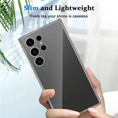 For Samsung Galaxy S24 Ultra Case Soft TPU Phone Cover with Full Glue Tempered Glass Film (Fingerprint Unlocking)
