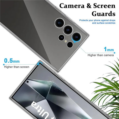 For Samsung Galaxy S24 Ultra Case Soft TPU Phone Cover with Full Glue Tempered Glass Film (Fingerprint Unlocking)
