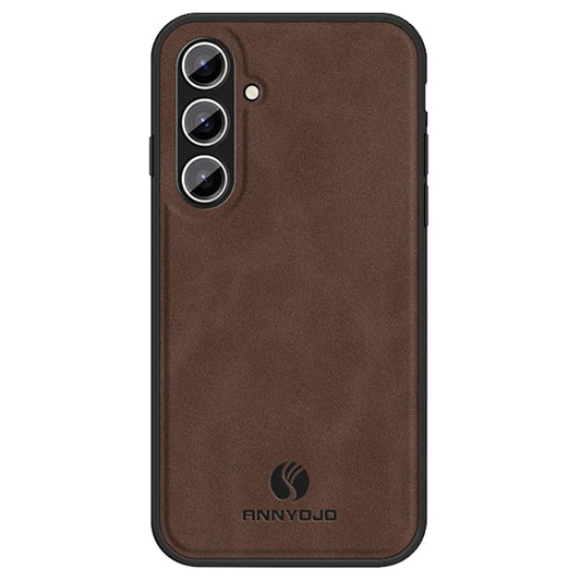 ANNYOJO For Samsung Galaxy S24 Case PU Leather+PC+TPU Protective Shell with Car Mount Metal Sheet
