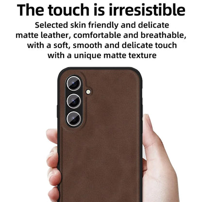 ANNYOJO For Samsung Galaxy S24 Case PU Leather+PC+TPU Protective Shell with Car Mount Metal Sheet