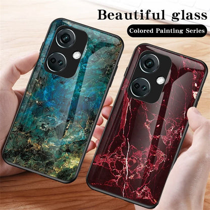 For OnePlus Nord CE3 5G Marble Pattern Case Tempered Glass Phone Cover