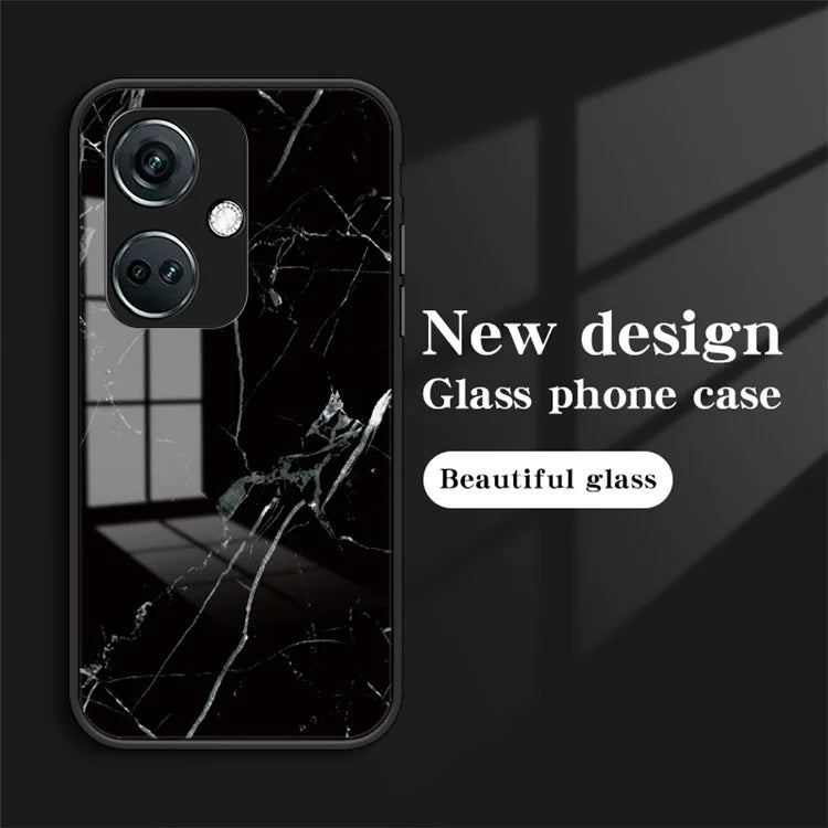 For OnePlus Nord CE3 5G Marble Pattern Case Tempered Glass Phone Cover