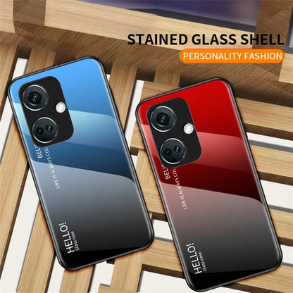 For OnePlus Nord CE3 5G Phone Case Gradient Color Tempered Glass Cover
