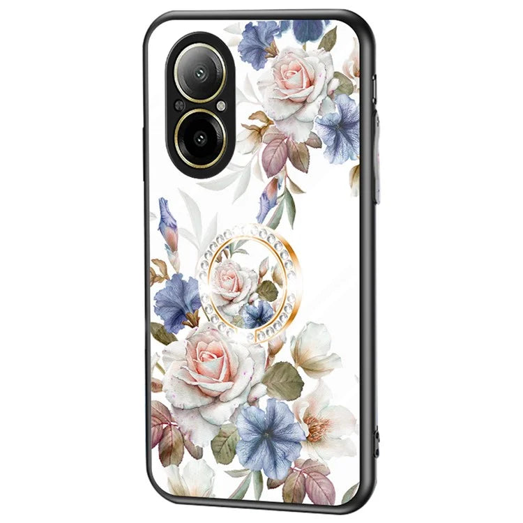 For Realme C67 4G Case Tempered Glass+PC+TPU Phone Cover Kickstand