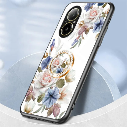 For Realme C67 4G Case Tempered Glass+PC+TPU Phone Cover Kickstand
