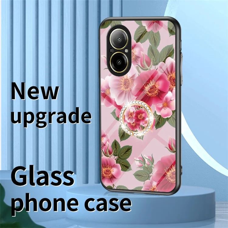 For Realme C67 4G Case Tempered Glass+PC+TPU Phone Cover Kickstand