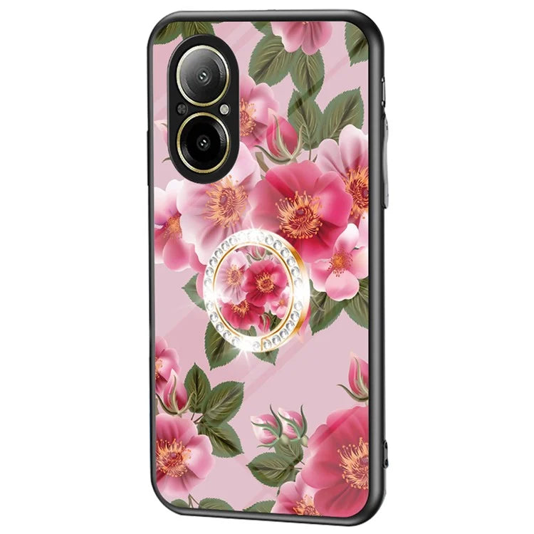 For Realme C67 4G Case Tempered Glass+PC+TPU Phone Cover Kickstand