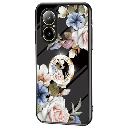 For Realme C67 4G Case Tempered Glass+PC+TPU Phone Cover Kickstand