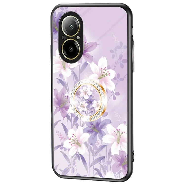For Realme C67 4G Case Tempered Glass+PC+TPU Phone Cover Kickstand