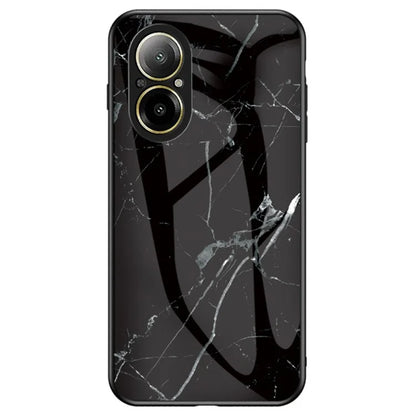 For Realme C67 4G Tempered Glass Case Marble Pattern Anti-drop Phone Cover