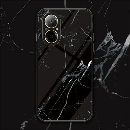 For Realme C67 4G Tempered Glass Case Marble Pattern Anti-drop Phone Cover