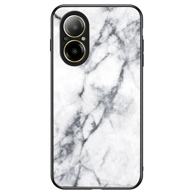 For Realme C67 4G Tempered Glass Case Marble Pattern Anti-drop Phone Cover