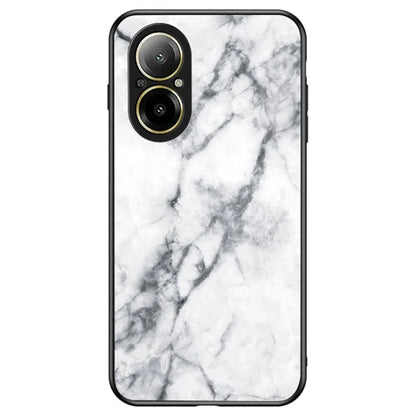 For Realme C67 4G Tempered Glass Case Marble Pattern Anti-drop Phone Cover