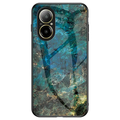 For Realme C67 4G Tempered Glass Case Marble Pattern Anti-drop Phone Cover