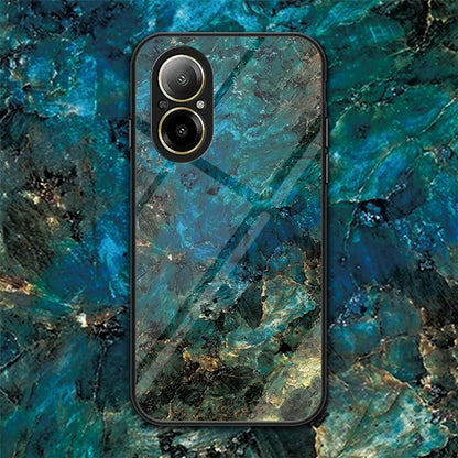 For Realme C67 4G Tempered Glass Case Marble Pattern Anti-drop Phone Cover