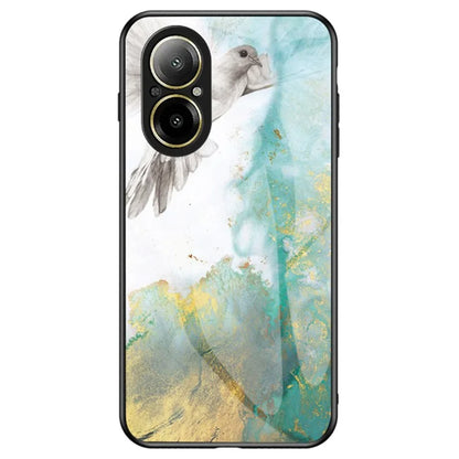 For Realme C67 4G Tempered Glass Case Marble Pattern Anti-drop Phone Cover
