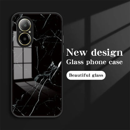 For Realme C67 4G Tempered Glass Case Marble Pattern Anti-drop Phone Cover