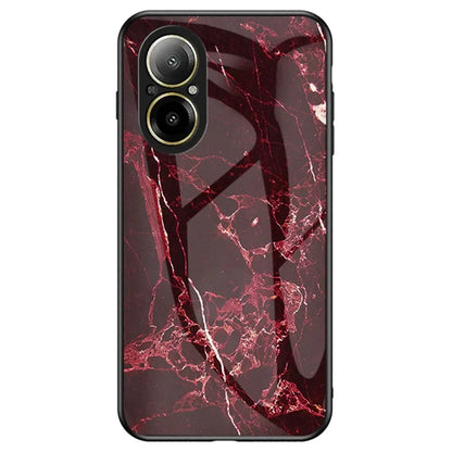 For Realme C67 4G Tempered Glass Case Marble Pattern Anti-drop Phone Cover