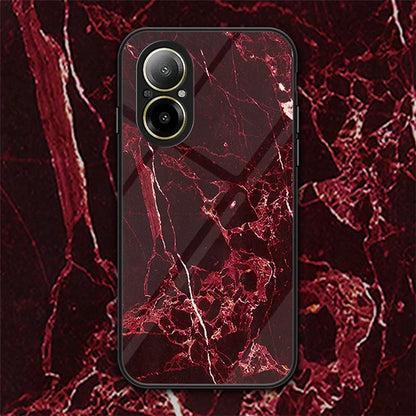For Realme C67 4G Tempered Glass Case Marble Pattern Anti-drop Phone Cover