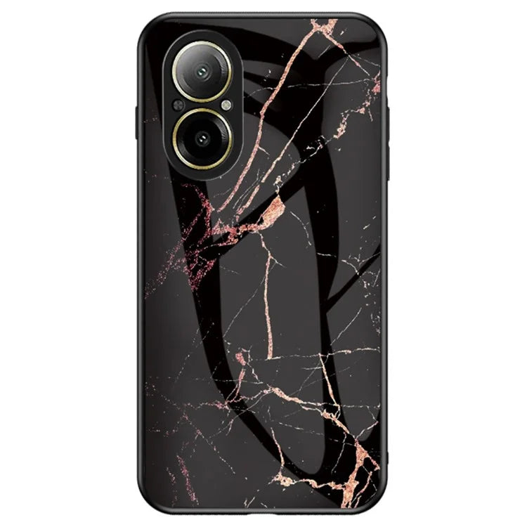 For Realme C67 4G Tempered Glass Case Marble Pattern Anti-drop Phone Cover