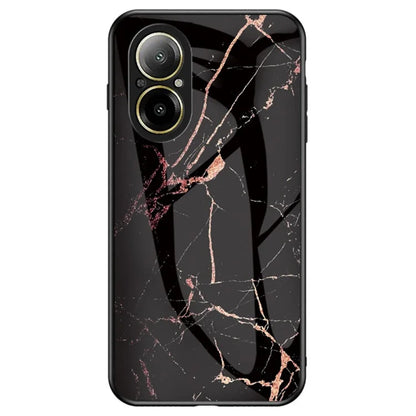 For Realme C67 4G Tempered Glass Case Marble Pattern Anti-drop Phone Cover