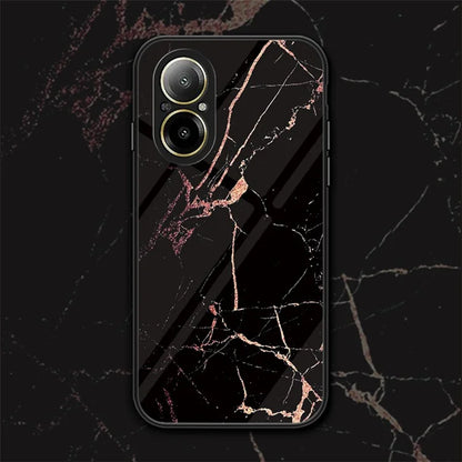 For Realme C67 4G Tempered Glass Case Marble Pattern Anti-drop Phone Cover
