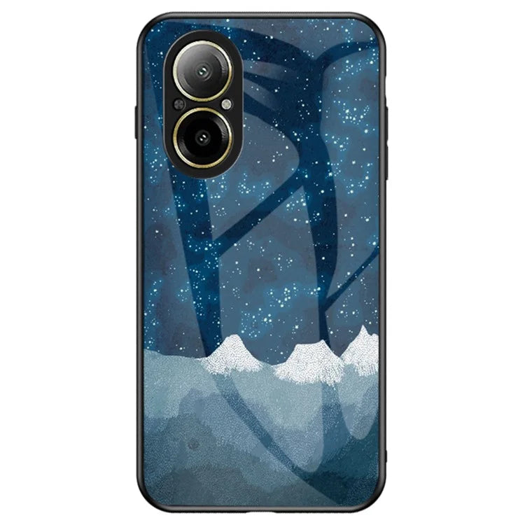 For Realme C67 4G Case Tempered Glass+PC+TPU Cover Starry Sky Pattern