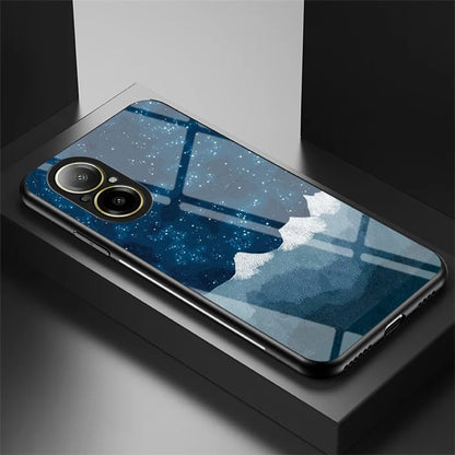 For Realme C67 4G Case Tempered Glass+PC+TPU Cover Starry Sky Pattern