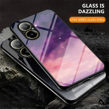 For Realme C67 4G Case Tempered Glass+PC+TPU Cover Starry Sky Pattern