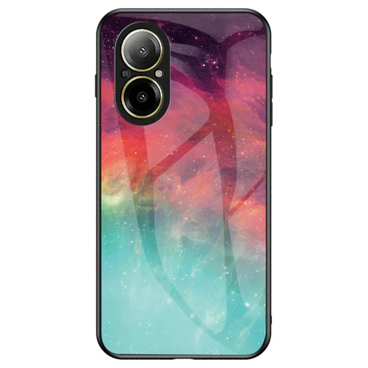 For Realme C67 4G Case Tempered Glass+PC+TPU Cover Starry Sky Pattern