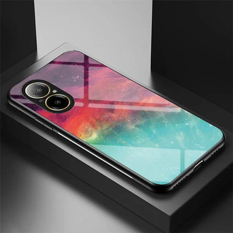 For Realme C67 4G Case Tempered Glass+PC+TPU Cover Starry Sky Pattern