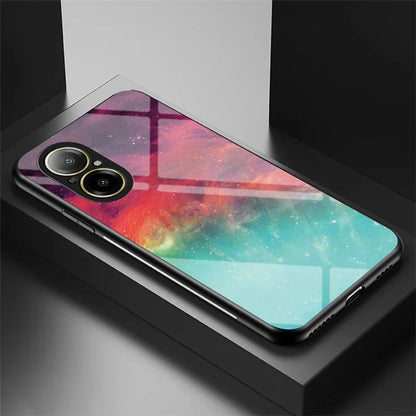 For Realme C67 4G Case Tempered Glass+PC+TPU Cover Starry Sky Pattern