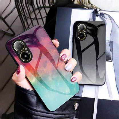 For Realme C67 4G Case Tempered Glass+PC+TPU Cover Starry Sky Pattern