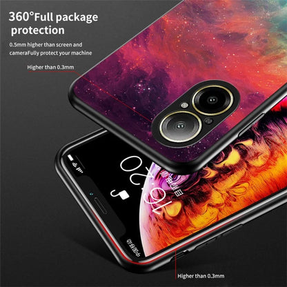 For Realme C67 4G Case Tempered Glass+PC+TPU Cover Starry Sky Pattern