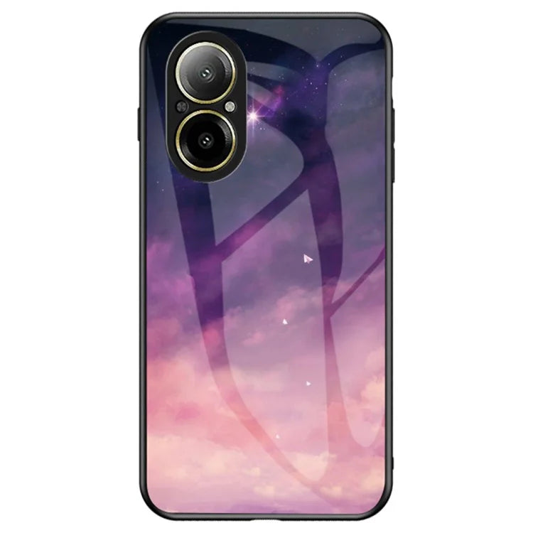 For Realme C67 4G Case Tempered Glass+PC+TPU Cover Starry Sky Pattern