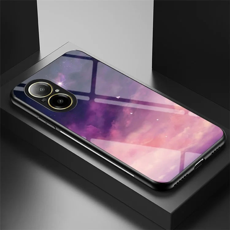 For Realme C67 4G Case Tempered Glass+PC+TPU Cover Starry Sky Pattern