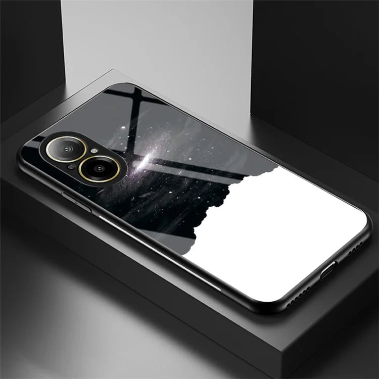 For Realme C67 4G Case Tempered Glass+PC+TPU Cover Starry Sky Pattern