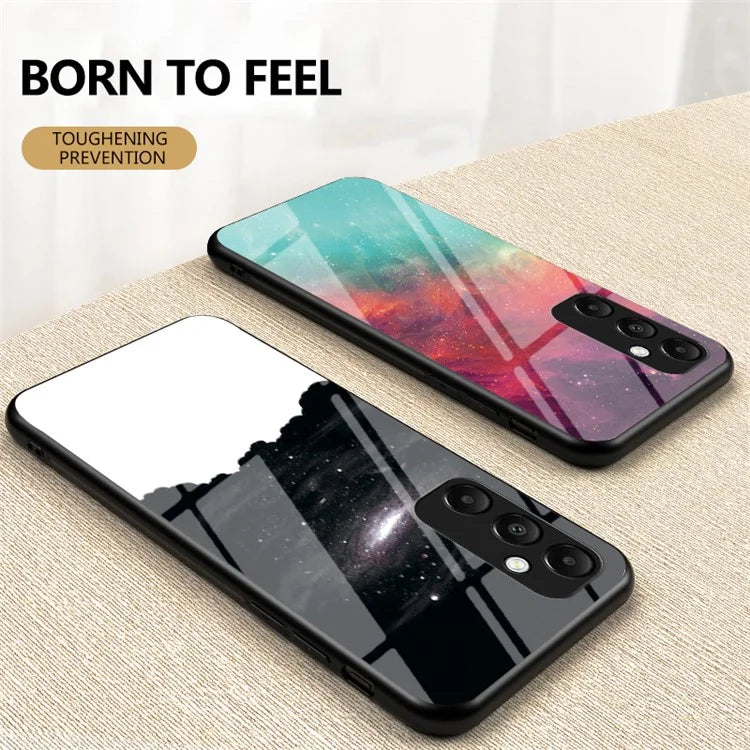 For Samsung Galaxy A35 5G Starry Sky Phone Case Tempered Glass Back Cover