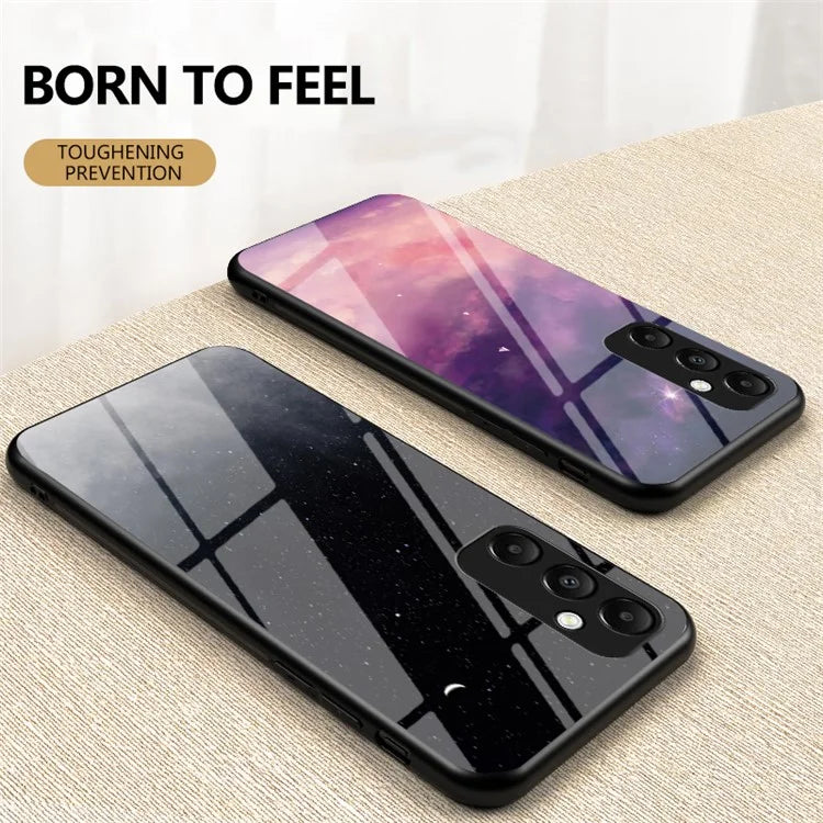 For Samsung Galaxy A35 5G Starry Sky Phone Case Tempered Glass Back Cover