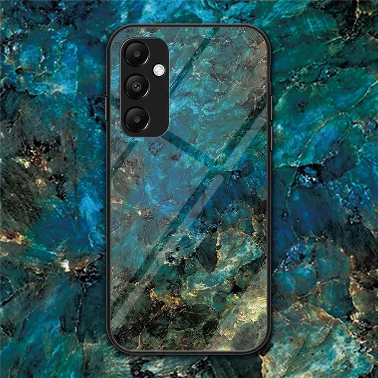 For Samsung Galaxy A35 5G Case Marble Pattern Tempered Glass+PC+TPU Cover