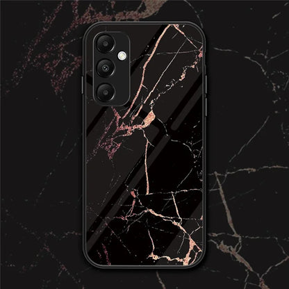 For Samsung Galaxy A35 5G Case Marble Pattern Tempered Glass+PC+TPU Cover