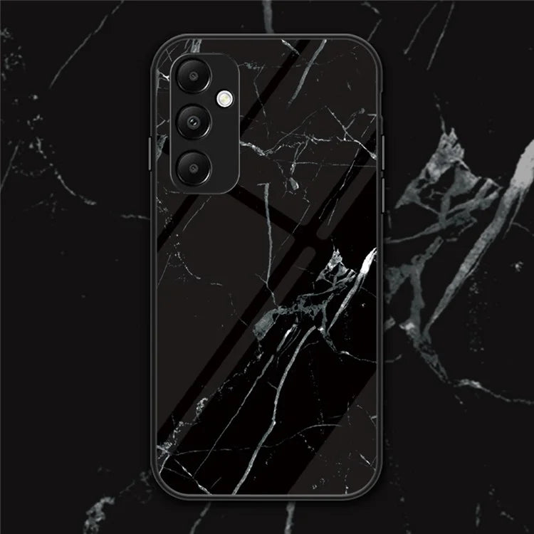 For Samsung Galaxy A35 5G Case Marble Pattern Tempered Glass+PC+TPU Cover