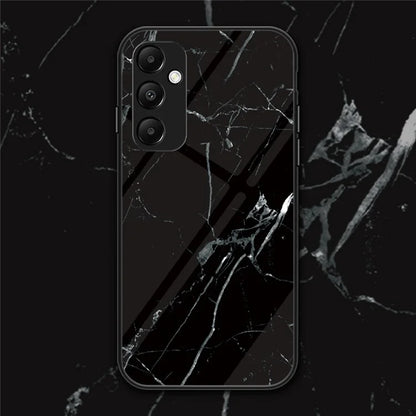 For Samsung Galaxy A35 5G Case Marble Pattern Tempered Glass+PC+TPU Cover
