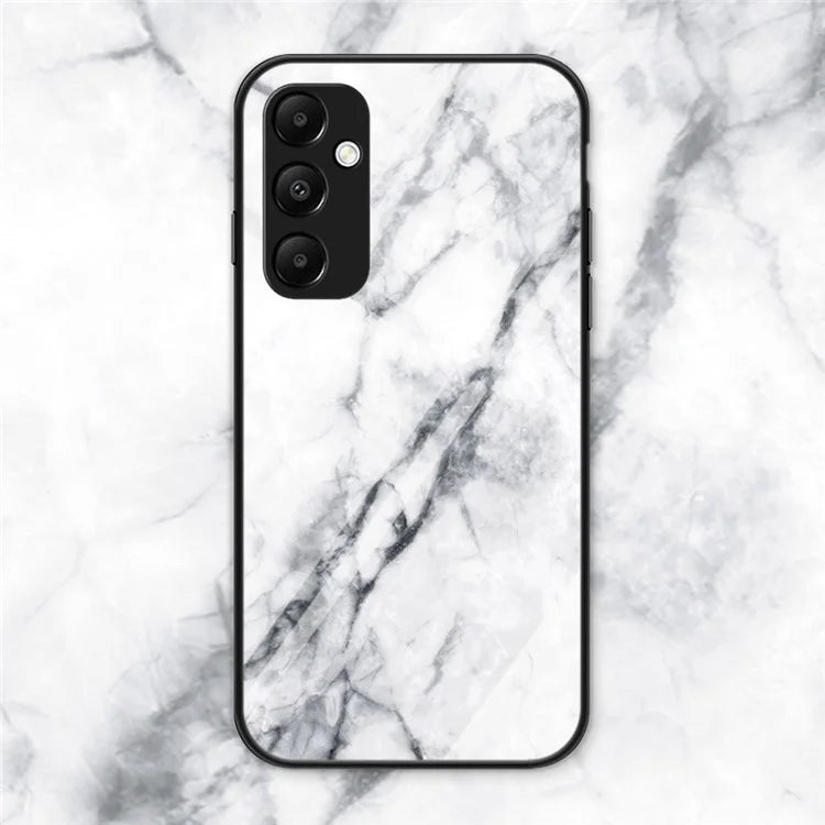 For Samsung Galaxy A35 5G Case Marble Pattern Tempered Glass+PC+TPU Cover