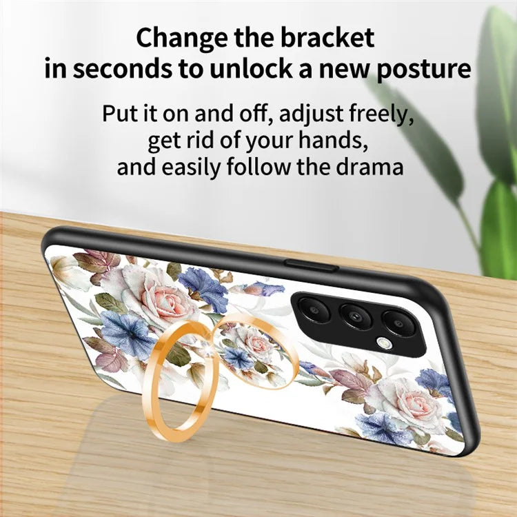 For Samsung Galaxy A35 5G Tempered Glass Case Ring Kickstand Phone Cover