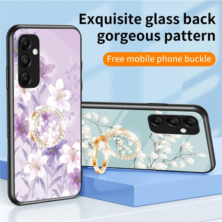 For Samsung Galaxy A35 5G Tempered Glass Case Ring Kickstand Phone Cover